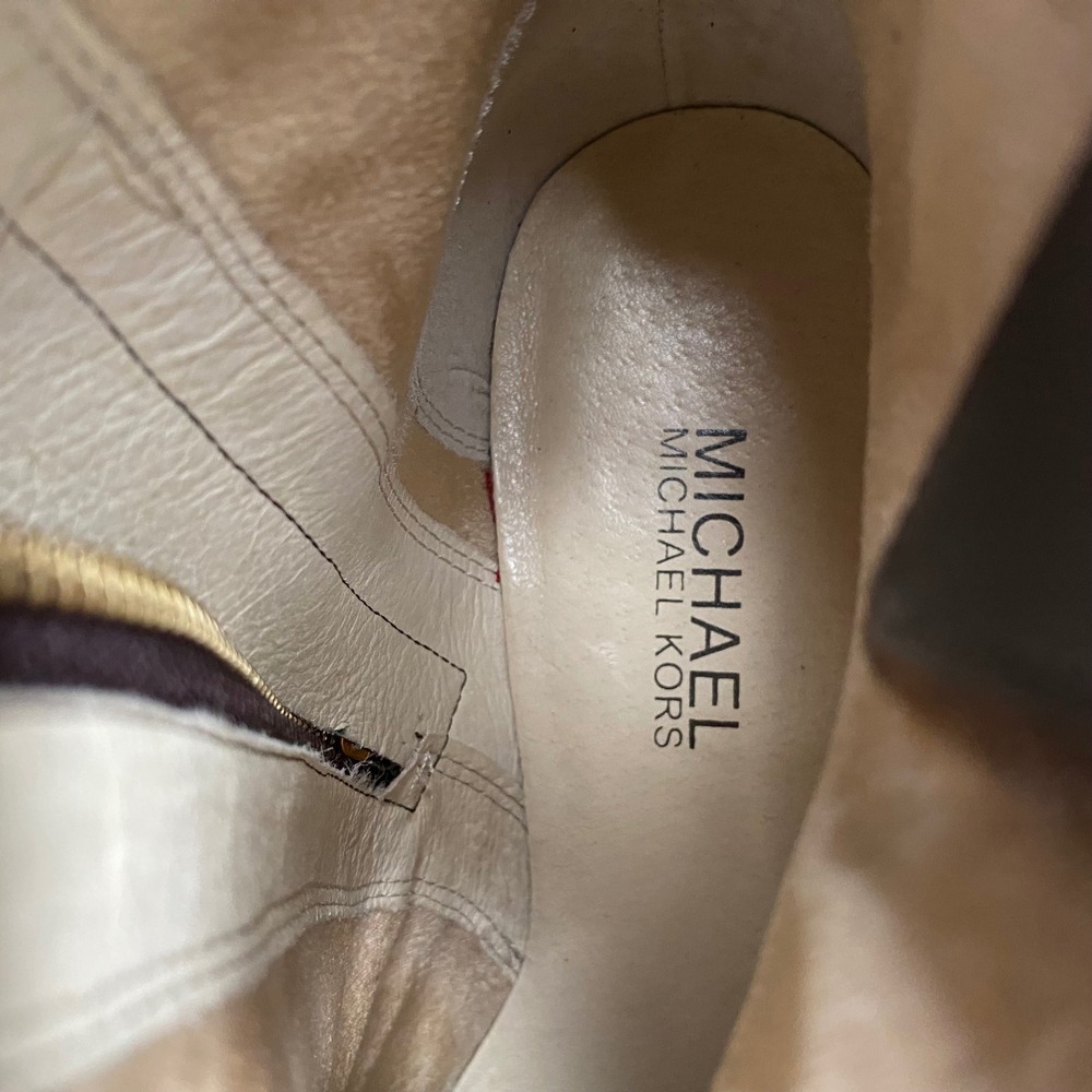 Michael Kors‎ Bryce Chocolate Brown Leather Ankle Boots Side Zip Block Heel SZ 8 - Picture 14 of 15